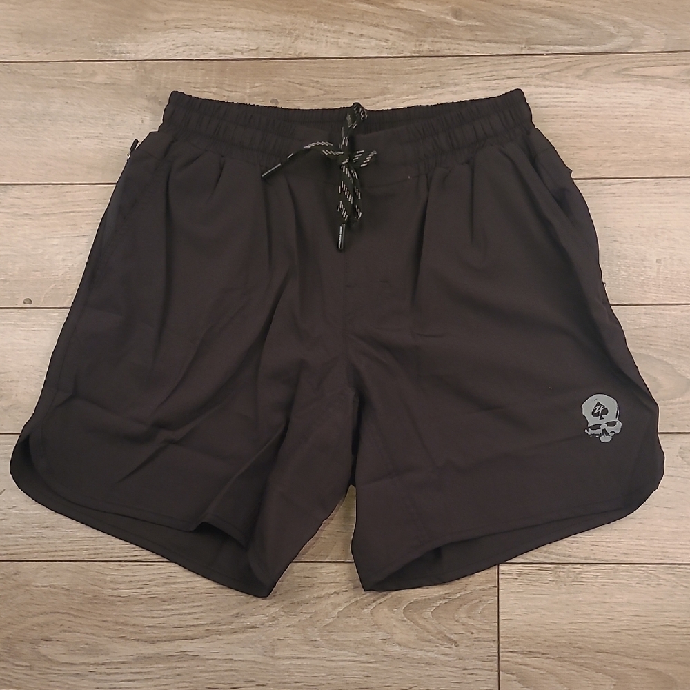 ZERO FOXTROT Solid Black Skull Military‎ Small 7" Athletic Workout Shorts NWOT